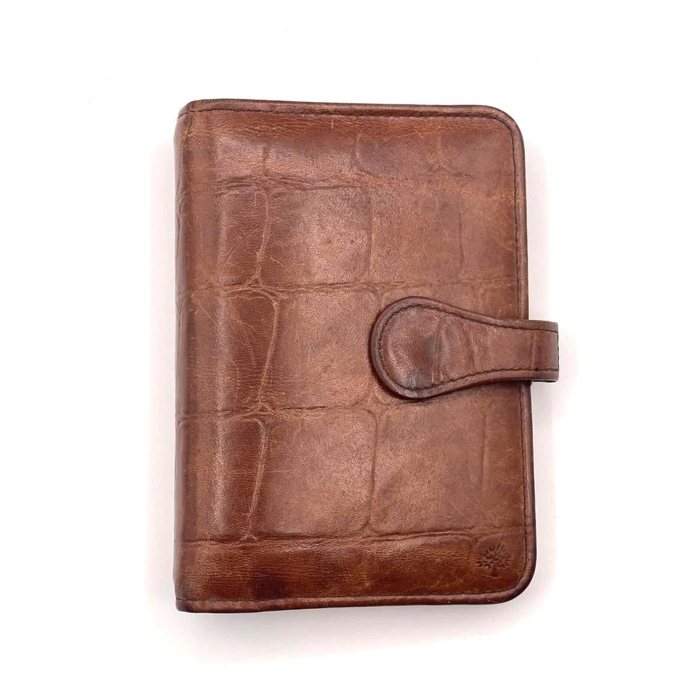 Vintage Mulberry Congo Croc Leather Filofax Style Agenda 6 Ring Rich Brown